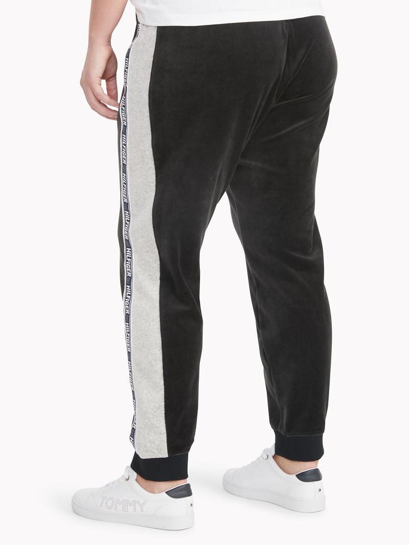 Női Tommy Hilfiger Essential Curve Logo Tape Jogger Nadrág Fekete | HU 213ILH